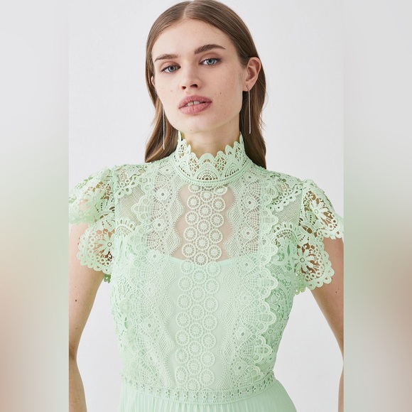 NWT Karen Millen Guipure Lace Pleated Skirt Midi Dress. Sold Out! - Picture 7 of 16